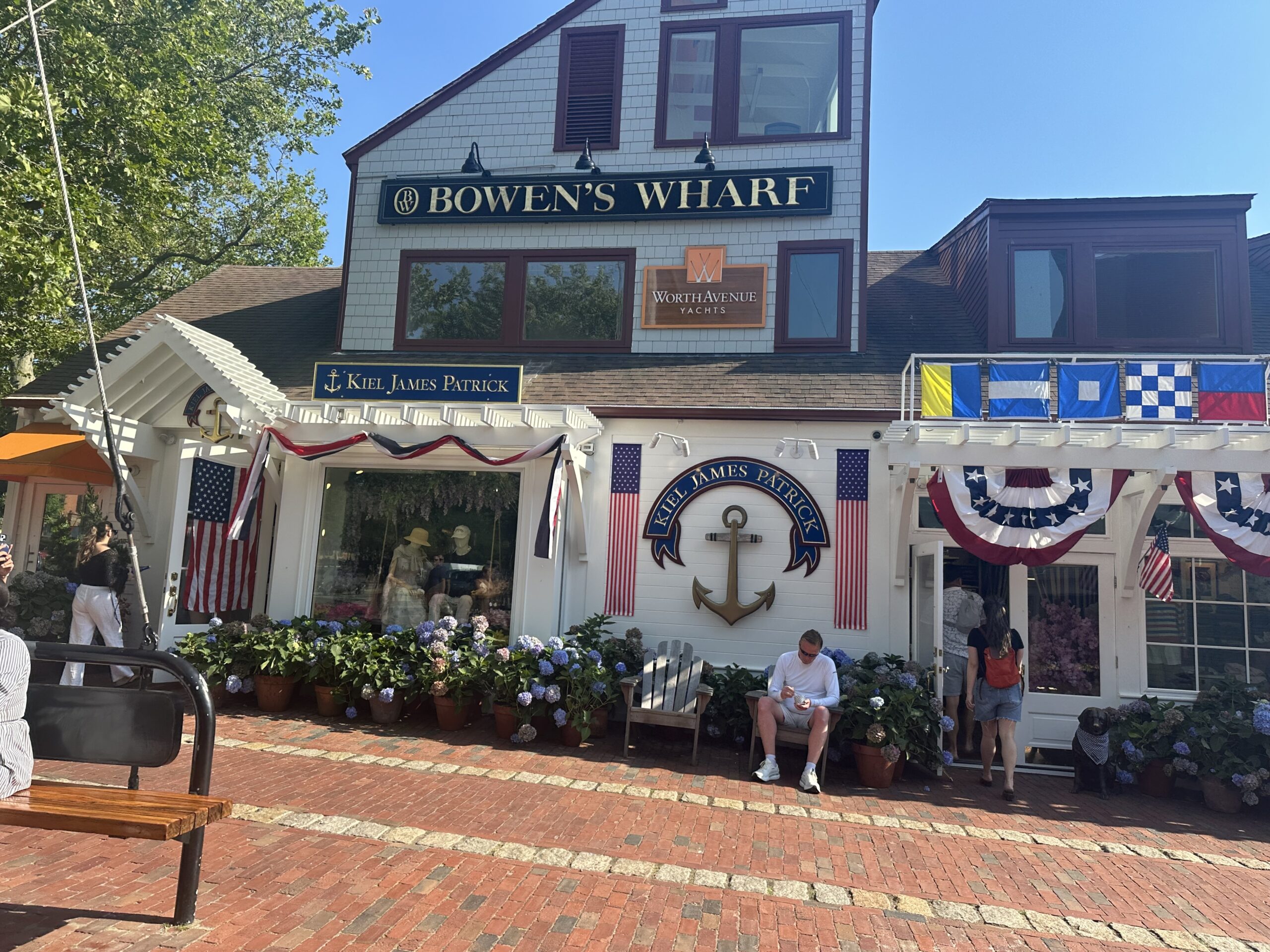 Bowen’s Wharf Newport RI harborfront with sailboats, shops, and restaurants