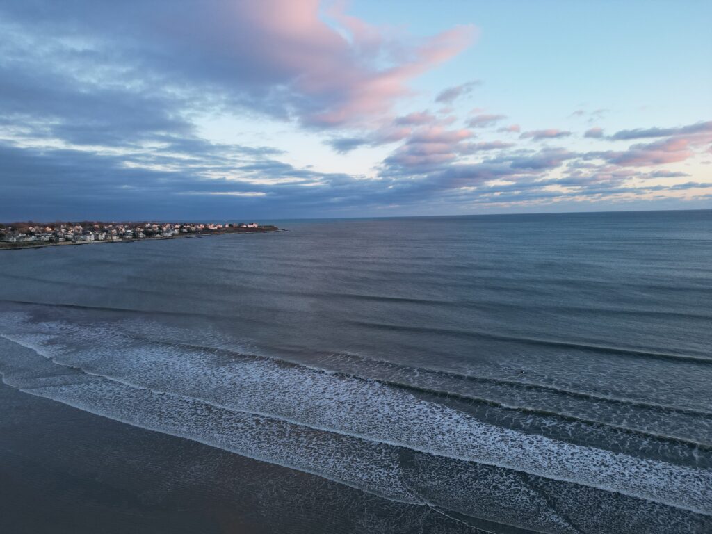 Aerial view of Easton Beach Newport RI near the start of the Cliff Walk